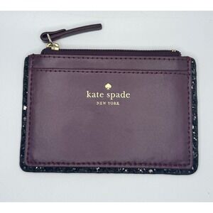 Kate Spade New York Purple Glitter Card Holder Wallet Coin Purse